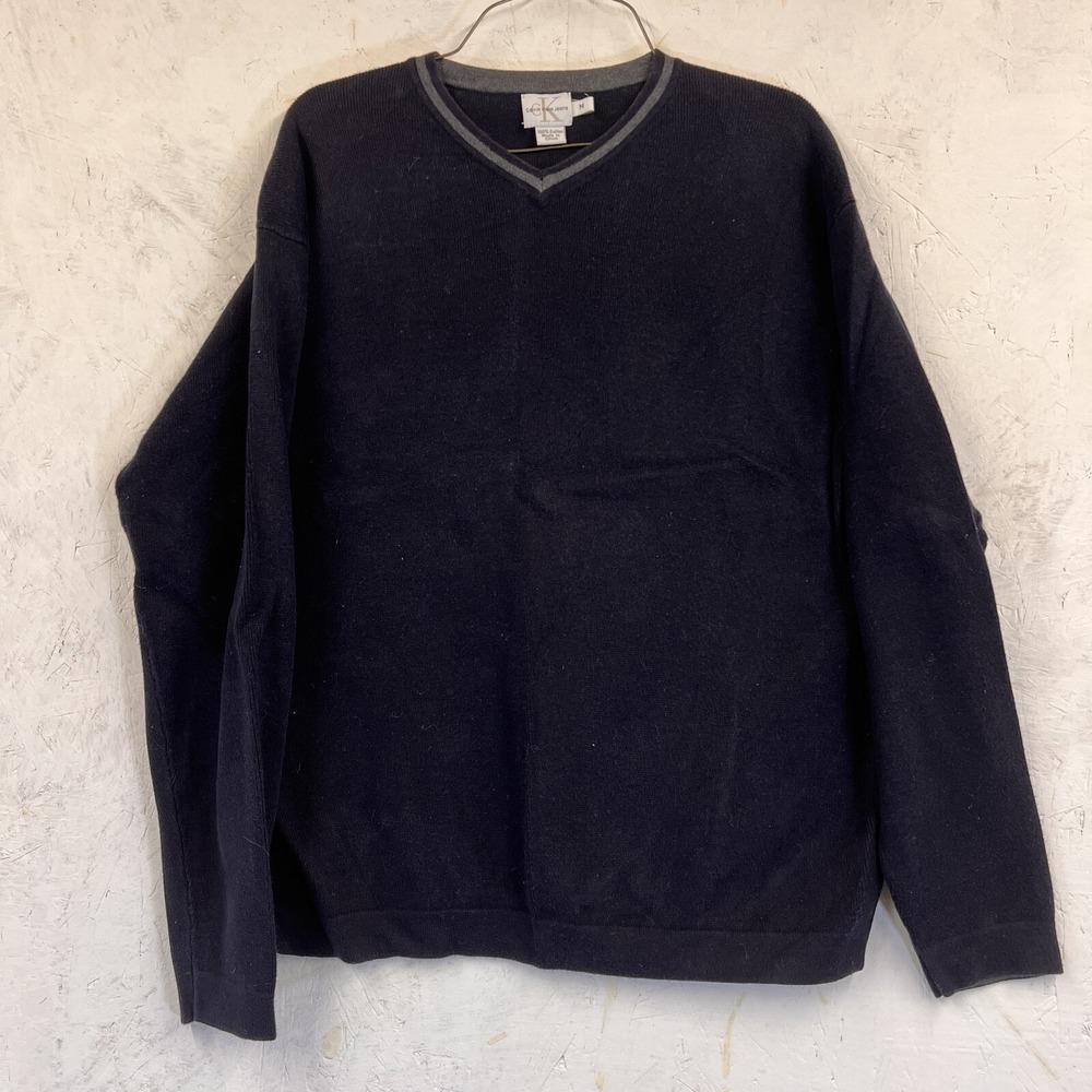 Calvin Klein Mens Sweater Black Lightweight V Neck  Pullover/222
